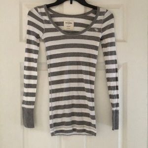 Abercrombie kids gray & white striped long sleeve